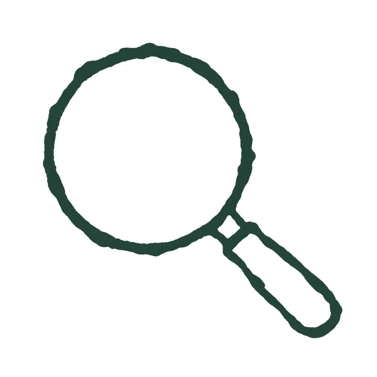 A simple line drawing of a magnifying glass.