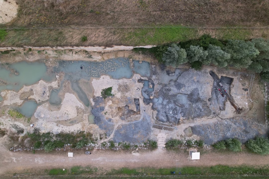Aerial view of the Angeac excavation in 2023